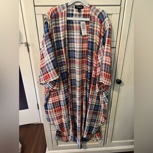 torrid Red, Blue and White Plaid Open Kimono